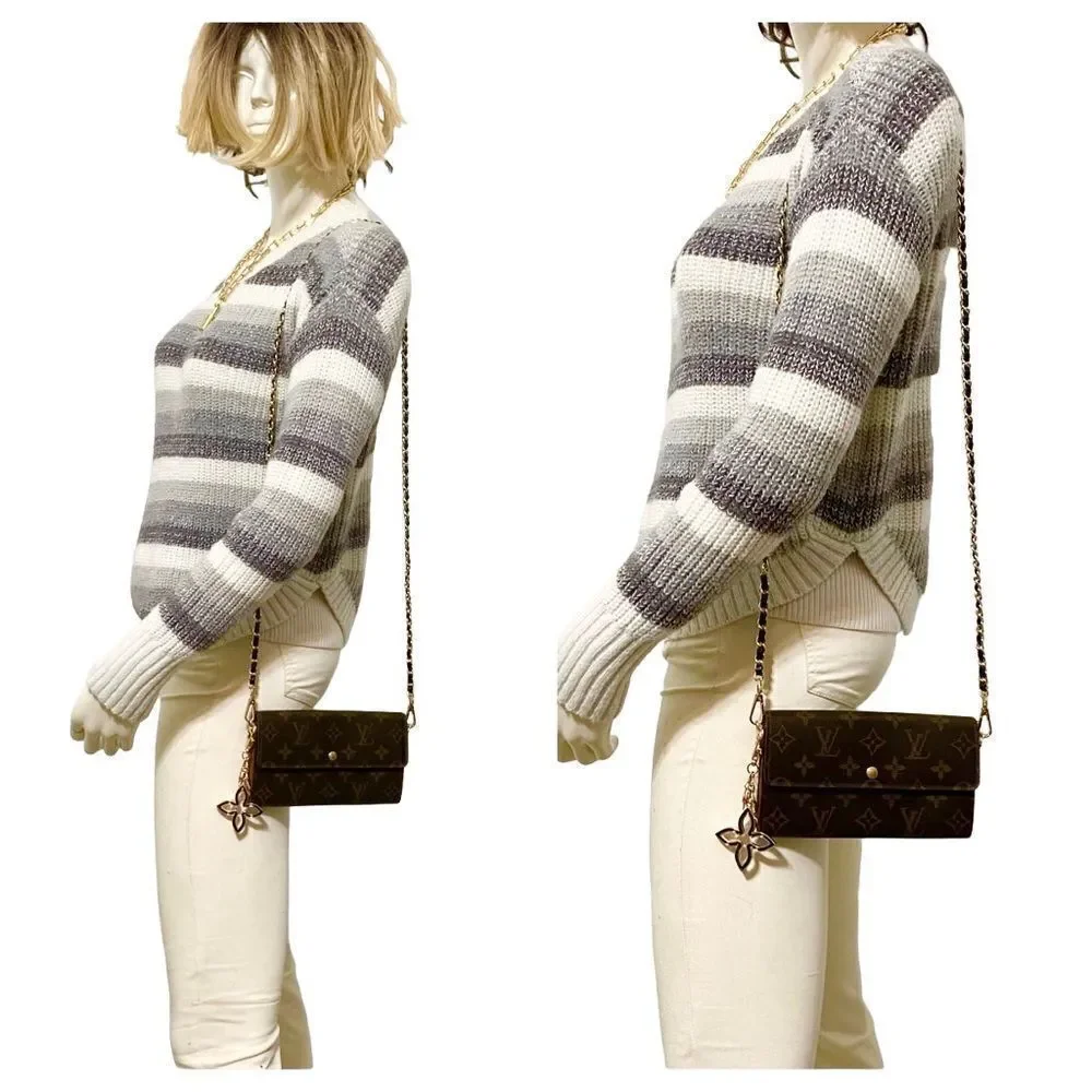 LOUIS VUITTON Monogram Sarah Wallet to Shoulder Bag 💼 W17 - Picture 3 of 14